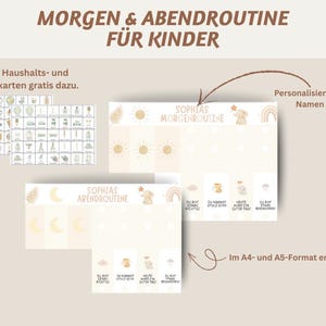 Morgon- och kvällsrutin för barn, Canva-mall A4 och A5, rutinplanerare med symboler + 120 gratis hushålls- och rutinkort för familjer