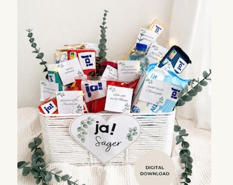 Ja-Sager Korb,Druckvorlage zur Hochzeit,Lustiges Hochzeitsgeschenk,Mit Humor & Herz für Brautpaare,PDF Vorlage,Last Minute Hochzeitsgeschenk