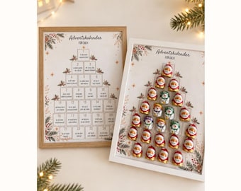 Adventskalender im Bildrahmen, 24 Sprüche & Blankovorlage, Vorlage zum Ausdrucken, DIY Adventskalender,Geschenkidee, DIY Schokolade