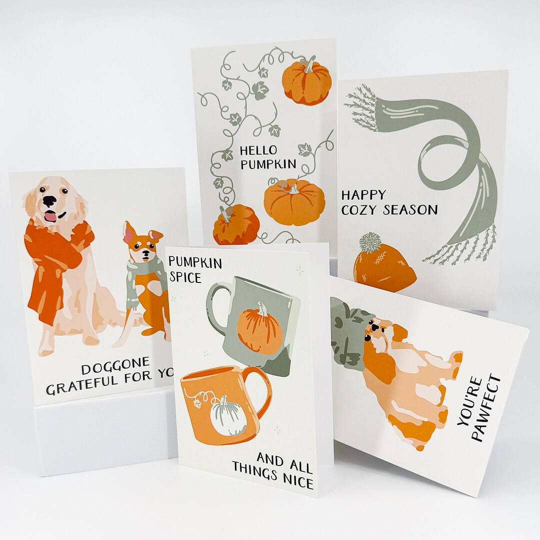 Cozy Fall Favorites Card Set | Pumpkin Season Greeting Cards | Autumn ...