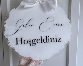 Letrero de puerta gelin evi | kapi süsü | cartel de bienvenida | decoración de puertas personalizada | gelin evi | damat evi | lámina acrílica | 30cm