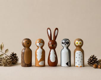 Peg dolls / wooden dolls forest animals