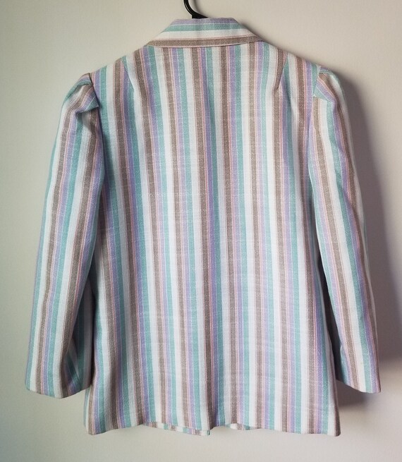 Beautiful 1970s 1980s Rainbow Striped Faux Linen … - image 5