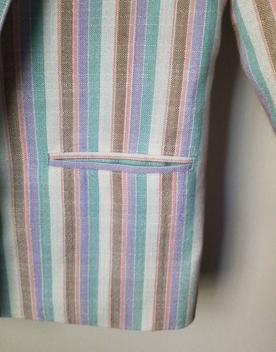 Beautiful 1970s 1980s Rainbow Striped Faux Linen … - image 7