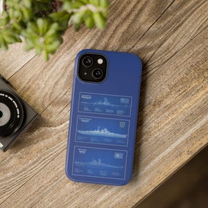 WWII Battleships Blueprint Impact-Resistant Phone Case image 7