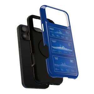WWII Battleships Blueprint Impact-Resistant Phone Case image 3