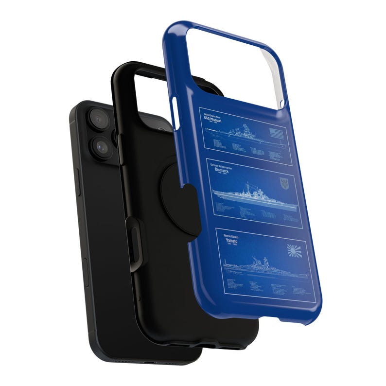 WWII Battleships Blueprint Impact-Resistant Phone Case image 3