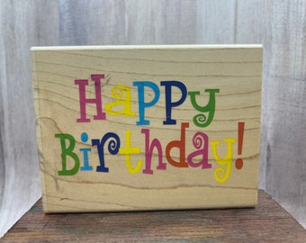 SS Happy Birthday Used Rubber Stamp View all Photos Rubber Stampede 3003G