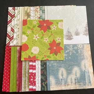 Conjunto de 34 quadrados de 6" Tema de Natal e Inverno Lote Papel Cartão Mistura de texturas e pesos 0408P