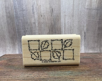 Leaves and Squares Border Used Rubber Stamp View all Photos