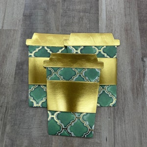 Green Gold Tile Coffee Cup Gift Card Holder
