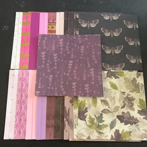 Set mit 34 6-Zoll-Quadraten Shades of Pink and Purple Verschiedenes Theme Lot Papier Karton Mischung aus Texturen und Gewichten 0306N