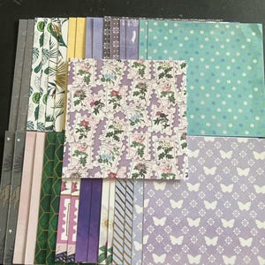Set mit 34 6-Zoll-Quadraten Verschiedene Thema Lot Papier Karton Mischung aus Texturen und Gewichten 0323A