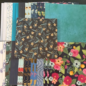 Set mit 34 6-Zoll-Quadraten Shades of blue Verschiedenes Thema Lot Papier Karton Mischung aus Texturen und Gewichten 0306Q