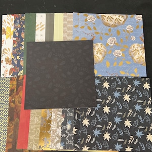 Conjunto de 34 quadrados de 6" Tema Outono Lote Papel Cartão Mistura de texturas e pesos 0130K