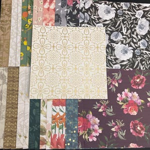 Satz von 34 6 "-Quadraten Florale Blätter Verschiedenes Thema Lot Papier Karton Mischung aus Texturen und Gewichten 0309Y