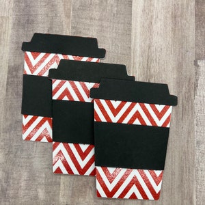 Red Glitter Chevron Coffee Cup Gift Card Holder