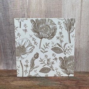 Etiquettes pour cartes carrées 3" florales marron - lot de 8 vierges à l'intérieur