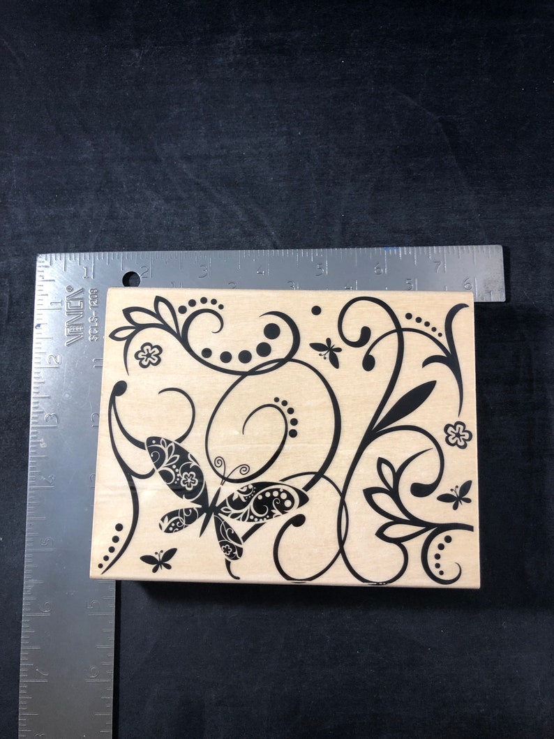 Design Block Butterfly Used Rubber Stamp View all of the photos Hero Arts S5041