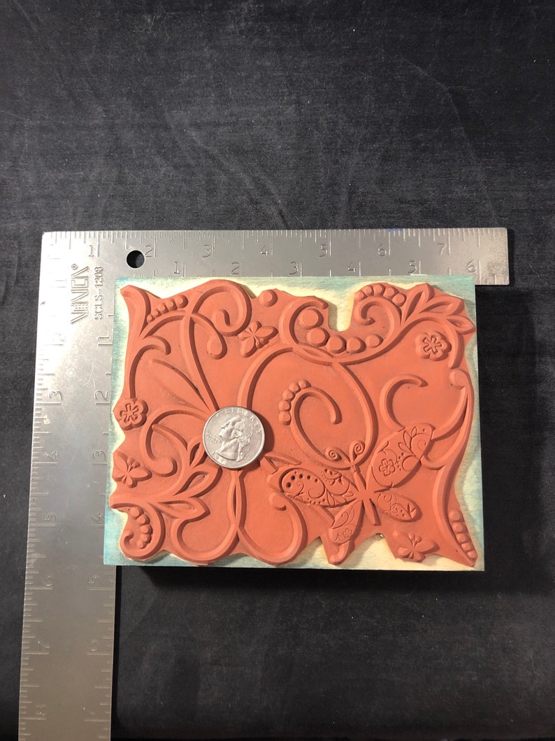 Design Block Butterfly Used Rubber Stamp View all of the photos Hero Arts S5041