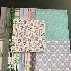 Set mit 34 6-Zoll-Quadraten Verschiedene Thema Lot Papier Karton Mischung aus Texturen und Gewichten 0323B