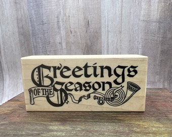 Greetings of the Season Merry Christmas  PSX F 312 Rubber Stamp Used View All Photos