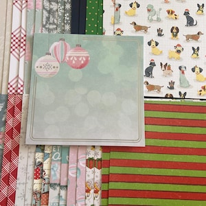 Conjunto de 34 quadrados de 6" Tema de Natal e Inverno Lote Papel Cartão Mistura de texturas e pesos 0408H