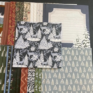 Conjunto de 34 quadrados de 6" Tema de Natal e Inverno Lote Papel Cartão Mistura de texturas e pesos 0406Z