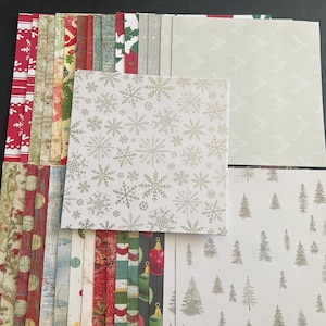 Conjunto de 34 quadrados de 6" Tema de Natal e Inverno Lote Papel Cartão Mistura de texturas e pesos 0408O