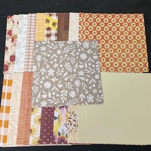 Conjunto de 34 quadrados de 6" Tema Outono Lote Papel Cartão Mistura de texturas e pesos 0130L