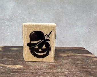 Jack O Lantern wearing hat Rubber Stamp Used View all Photos Halloween Inkadinkado