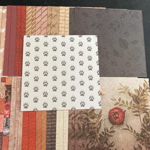 Satz von 34 6 "-Quadraten Herbst Verschiedenes Thema Lot Papier Karton Mischung aus Texturen und Gewichten 0306A