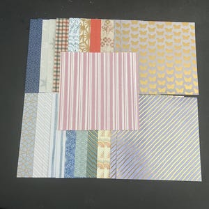Conjunto de 34 quadrados de 6" Tons de azul e verde Lote Papel Cartão Mistura de texturas e pesos 0213K