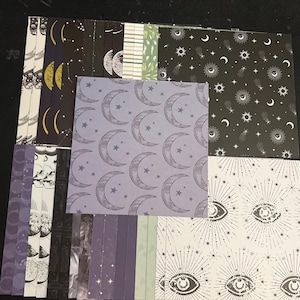 Set mit 34 6-Zoll-Quadraten Verschiedene Thema Lot Papier Karton Mischung aus Texturen und Gewichten 0309J