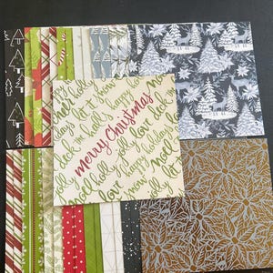 Conjunto de 34 quadrados de 6" Tema de Natal e Inverno Lote Papel Cartão Mistura de texturas e pesos 0406V
