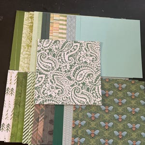 Set mit 34 6-Zoll-Quadraten Shades of blue and green Verschiedenes Theme Lot Papier Karton Mischung aus Texturen und Gewichten 0306T