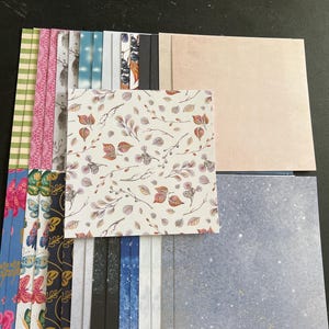 Set mit 34 6-Zoll-Quadraten Verschiedene Thema Lot Papier Karton Mischung aus Texturen und Gewichten 0323L