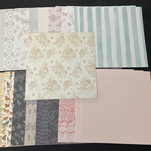 Set mit 34 6-Zoll-Quadraten Verschiedene Thema Lot Papier Karton Mischung aus Texturen und Gewichten 0130O