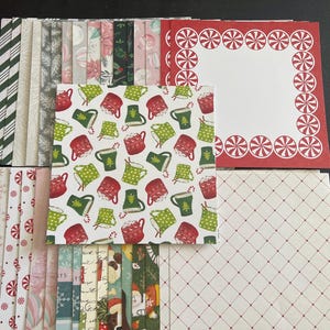 Conjunto de 34 quadrados de 6" Tema de Natal e Inverno Lote Papel Cartão Mistura de texturas e pesos 0408I