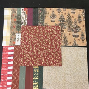 Conjunto de 34 quadrados de 6" Tema de Natal e Inverno Lote Papel Cartão Mistura de texturas e pesos 0203J