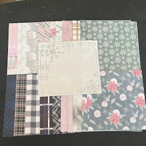 Conjunto de 34 quadrados de 6" Tema de Natal e Inverno Lote Papel Cartão Mistura de texturas e pesos 0130C
