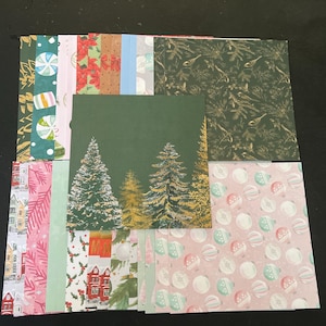 Conjunto de 34 quadrados de 6" Tema de Natal e Inverno Lote Papel Cartão Mistura de texturas e pesos 0203A
