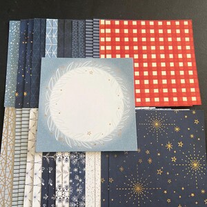 Conjunto de 34 quadrados de 6" Tema de Natal e Inverno Lote Papel Cartão Mistura de texturas e pesos 0408J