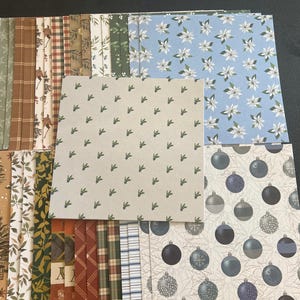 Conjunto de 34 quadrados de 6" Tema de Natal e Inverno Lote Papel Cartão Mistura de texturas e pesos 0406A