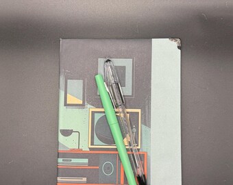 Retro Living Room A5 Altered Kraft Journal Lined Pages includes writing instruments