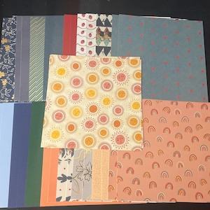 Conjunto de 34 quadrados de 6" Diversos Tema Lote Papel Cartão Mistura de texturas e pesos 0130Y