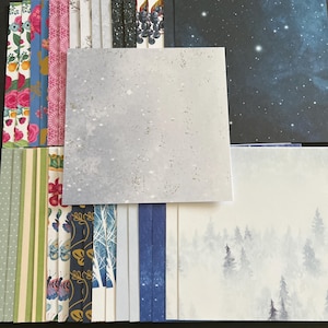 Conjunto de 34 quadrados de 6" Tema diverso Lote Papel Cartão Mistura de texturas e pesos 0323 M