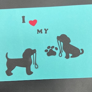 I Love My Dog Hund mit Leine Stanzform Neu