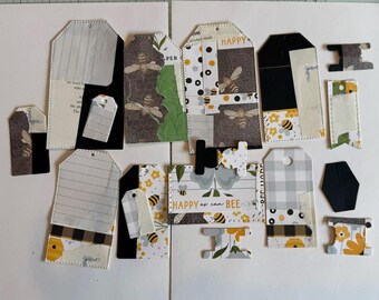 Collage Tags Mixed patterns and colors set of 17 pieces
