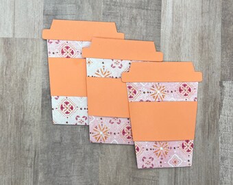 Fun Design in Pink and Orange Shades Coffee Cup Gift Card Holder